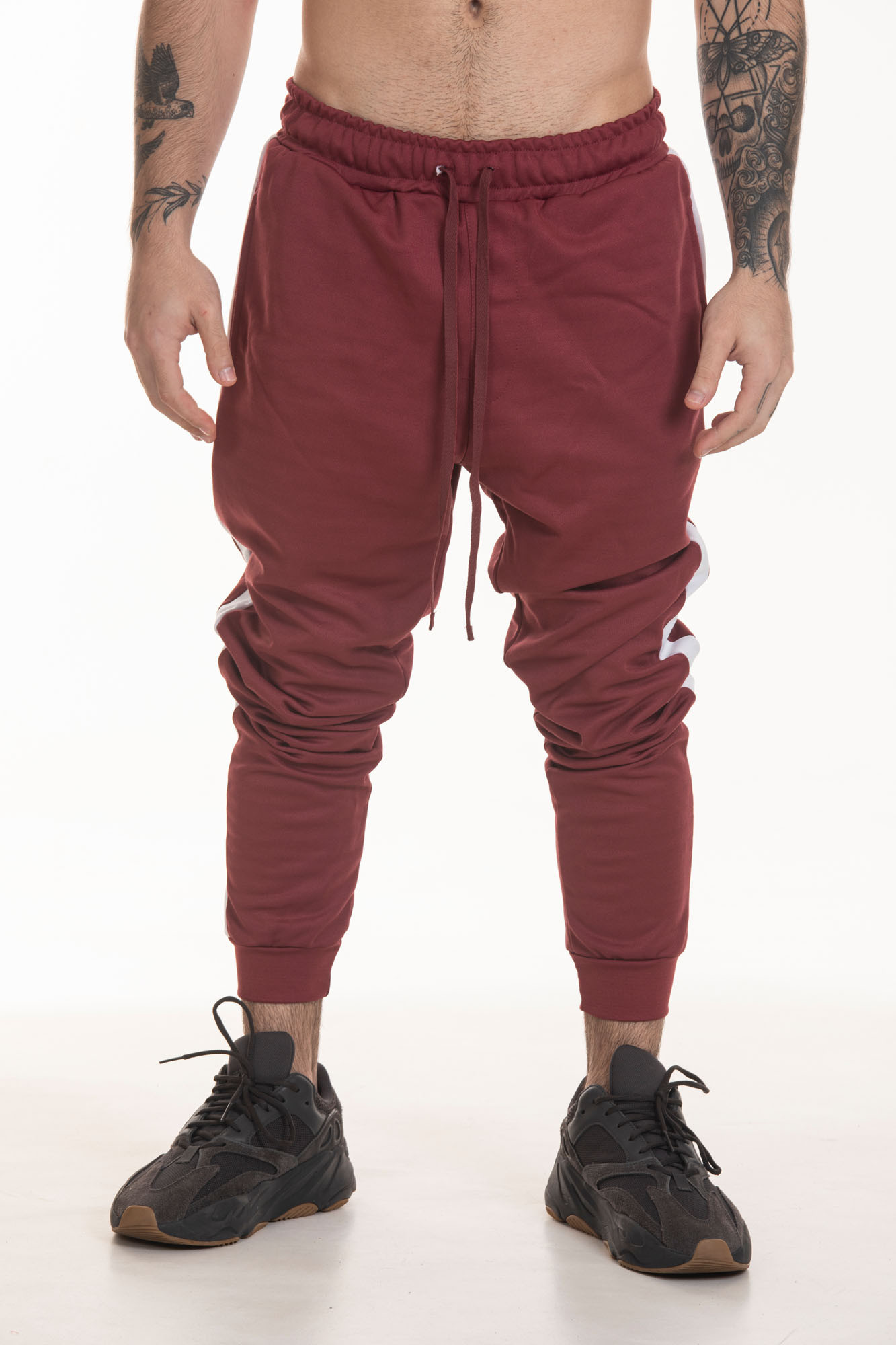 Calça Track Pants Side Stripe Korova Trackerz Bordô e Branca - Korova